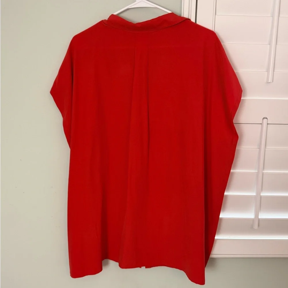 Lafayette 148 New York 100% Silk Blouse Size XL Red Button Front - Picture 4 of 7